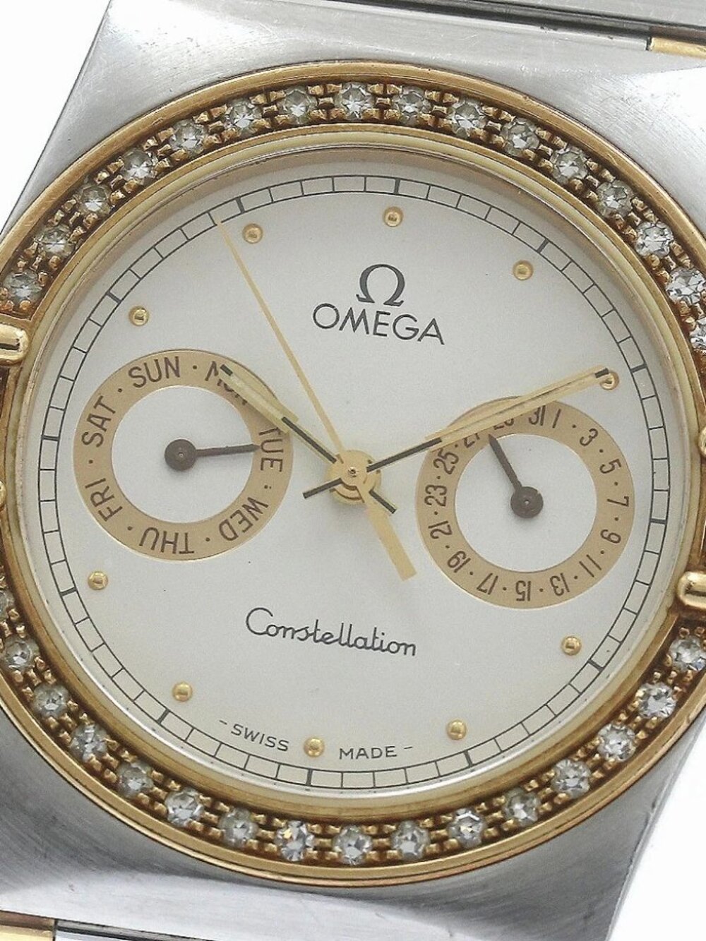 OMEGA Constellation day date diamond bezel Silver Dial Quartz Men's Watch_882041